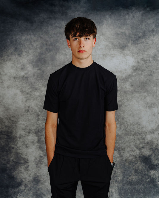 Stretch Slim Fit Cotton T-Shirt - Black