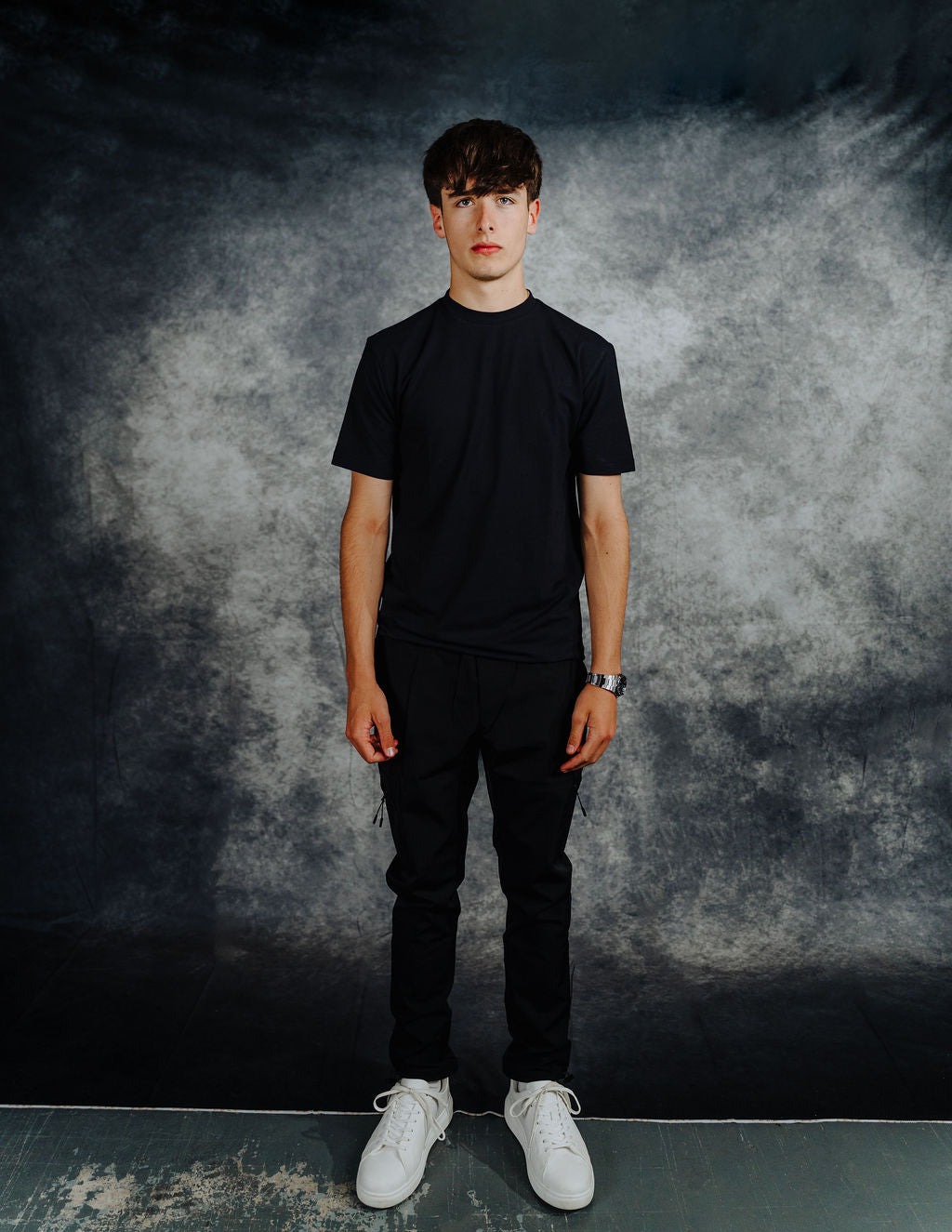 Stretch Slim Fit Cotton T-Shirt - Black